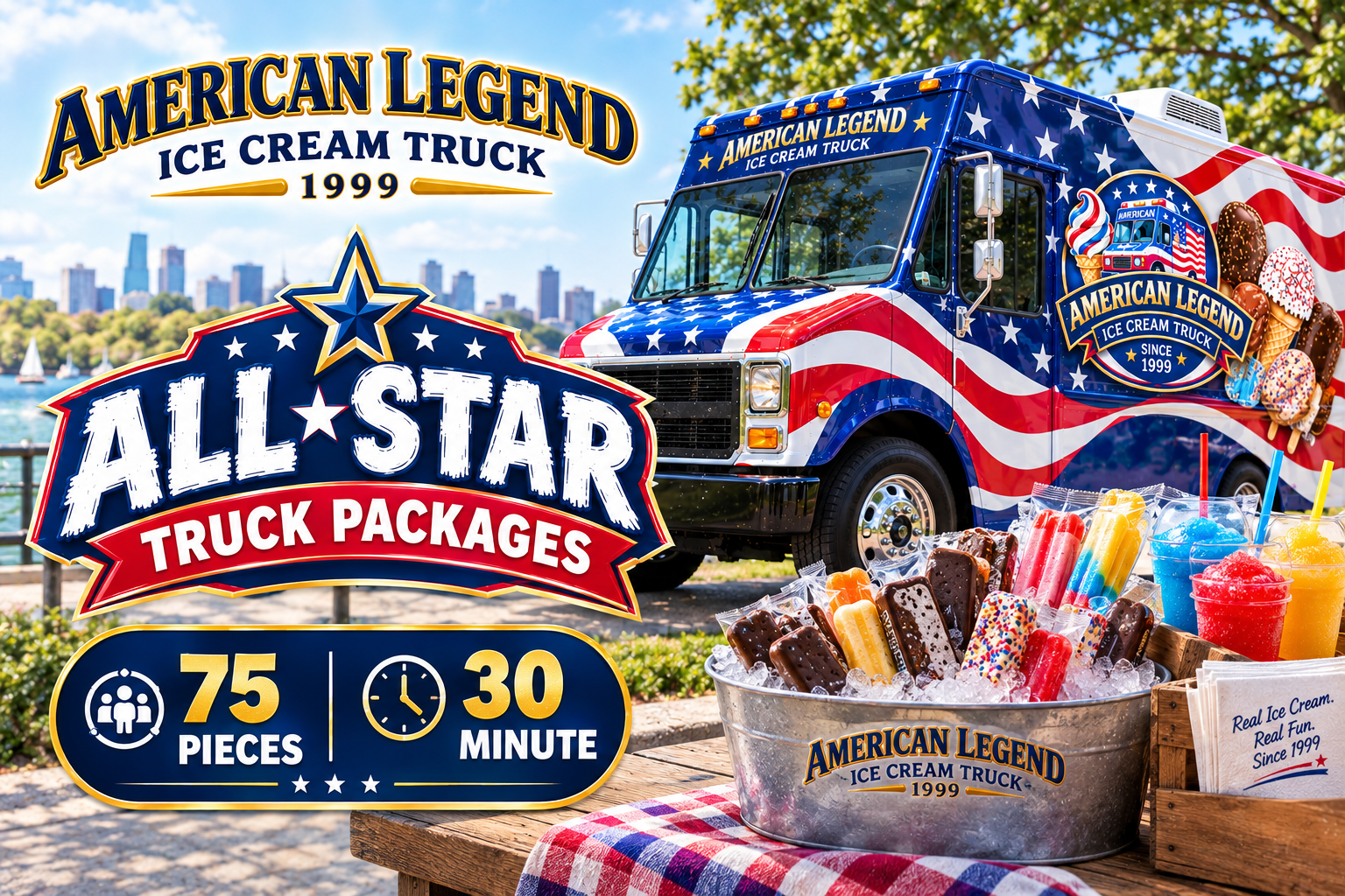 Reserve our All-Star for your event in MA All-Star - Premium ice cream truck catering package in New England