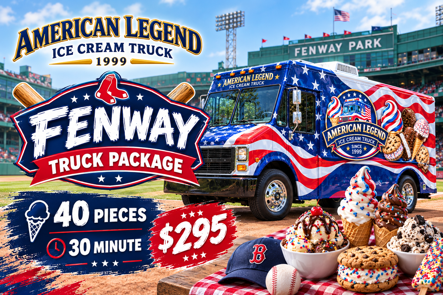 Reserve our Fenway for your event in MA Fenway - Premium ice cream truck catering package in New England