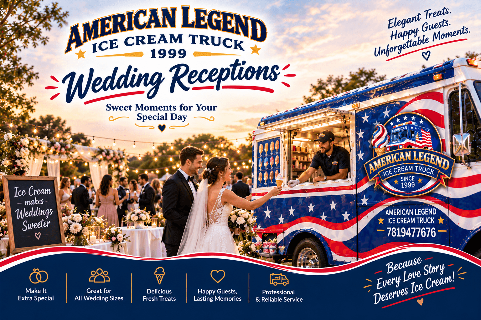 Wedding Receptions catering by American Legend Ice Cream Truck