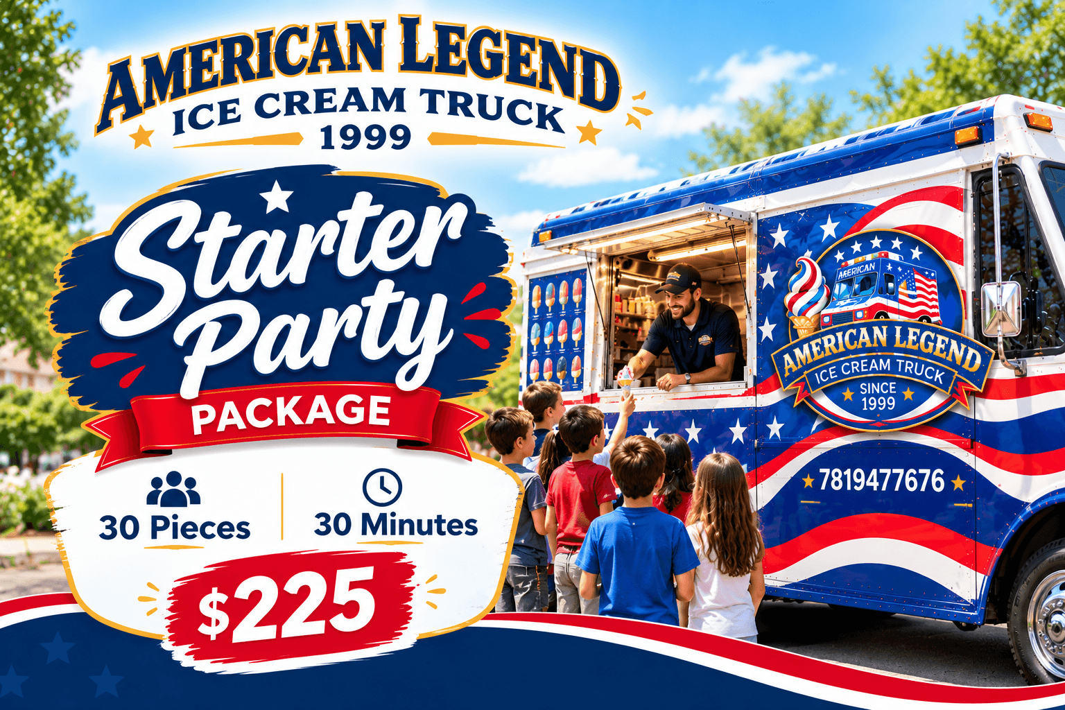 Rent Starter Party for your event in New England Starter Party - American Legend ice cream truck catering package in New England